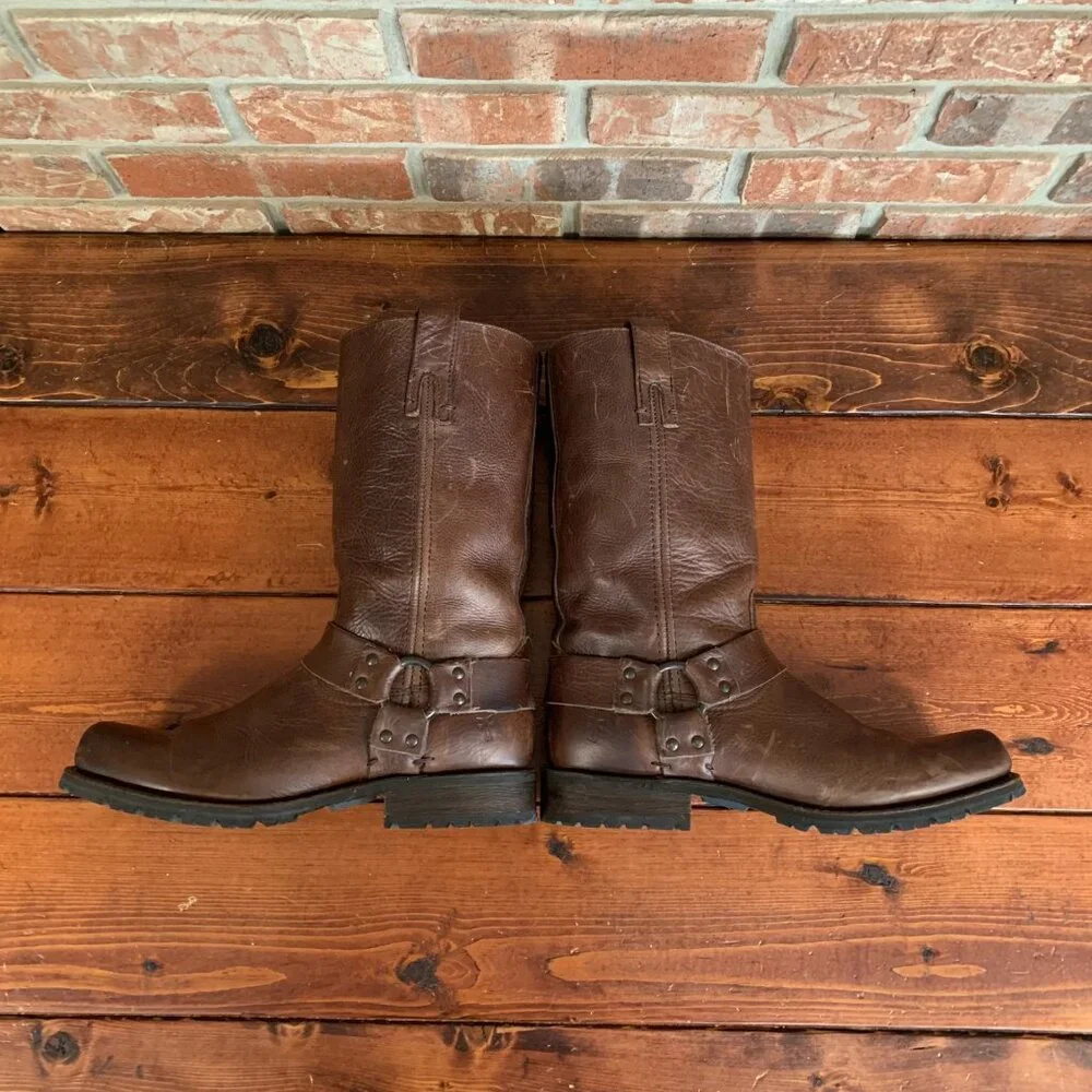 Frye Harness Mahogany Brown Leather Biker Motorcycle Western Boots Size 9 D - Picture 8 of 16